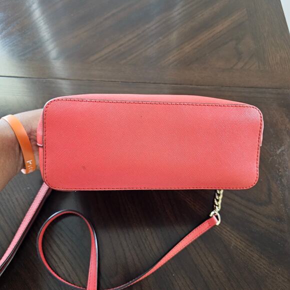 Michael Kors Red Cindy Dome Leather Chain Crossbody Bag - Picture 3 of 8